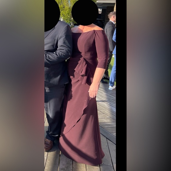 Jovani - Scuba Off the Shoulder Bell Sleeves Mother of the Bride Dress 00446 - Picture 6 of 8